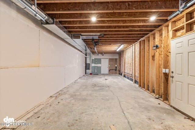 view of unfinished basement