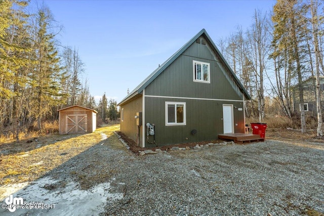 exterior space with an outbuilding