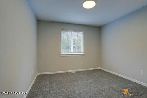 carpeted spare room with baseboards