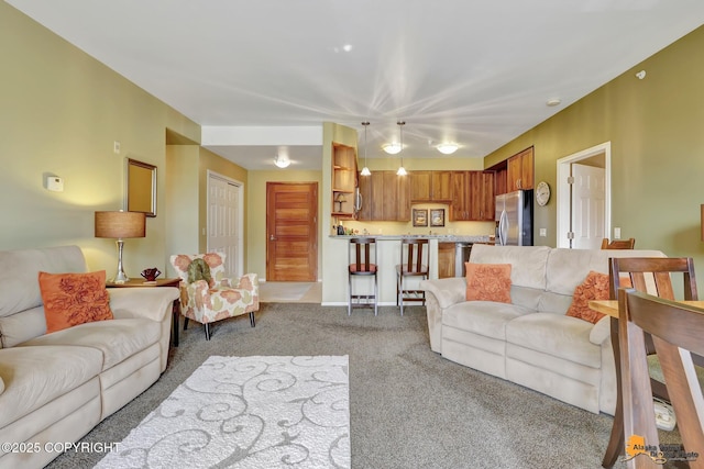 living room with carpet floors