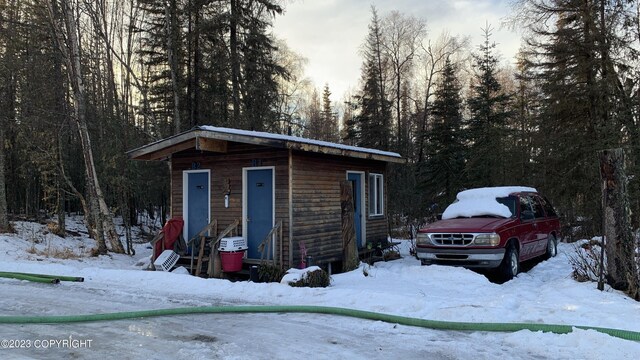 view of snow covered structure