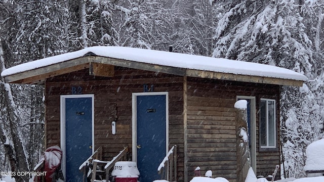 view of snow covered structure