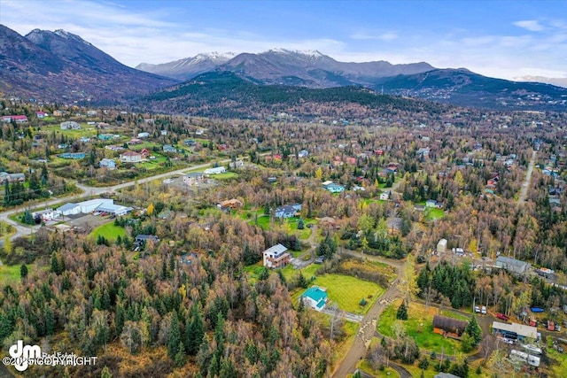 bird's eye view with a mountain view