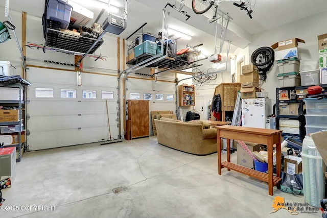 garage with a garage door opener