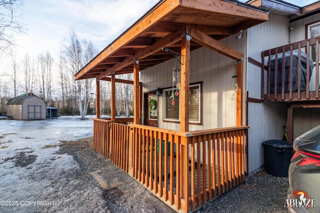 exterior space with an outbuilding and a storage unit