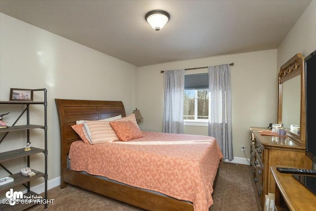 bedroom with baseboards and carpet floors