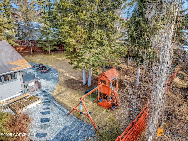 view of yard featuring a playground