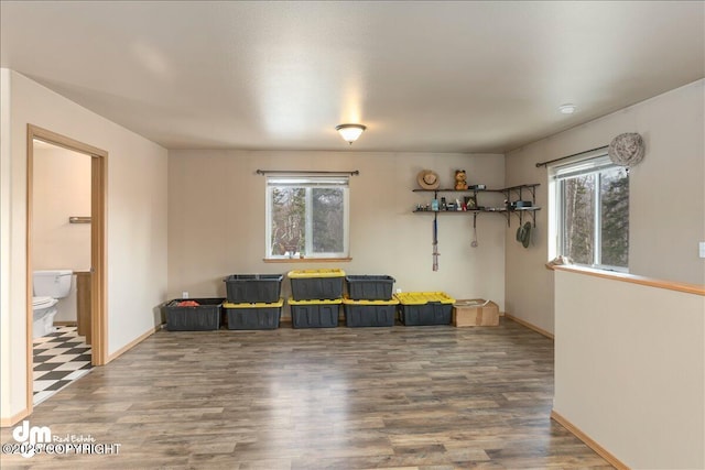 interior space featuring baseboards and wood finished floors