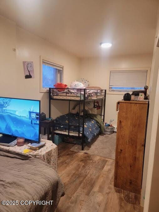 bedroom featuring wood finished floors