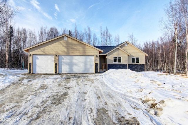 view of front facade featuring stone siding