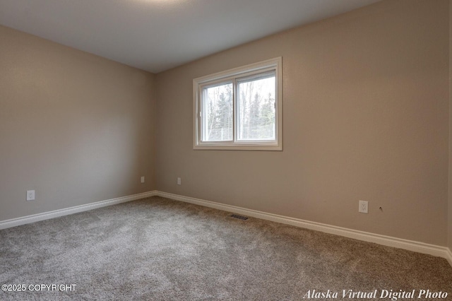 carpeted empty room with baseboards