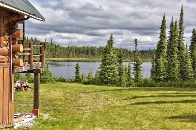 water view with a wooded view