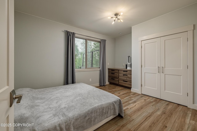 9475 E Spring Creek Cir, Wasilla, AK 99654 - bedroom with light wood-style flooring, baseboards, and a closet
