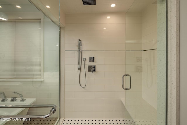 9475 E Spring Creek Cir, Wasilla, AK 99654 - full bathroom with a stall shower and recessed lighting