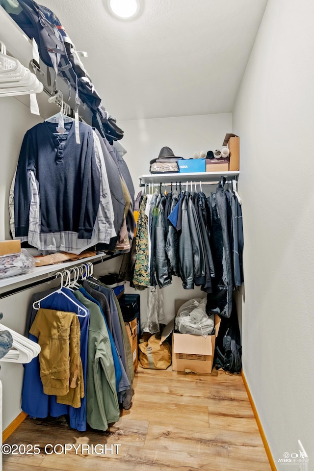 spacious closet featuring wood finished floors