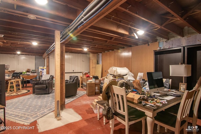 view of finished basement