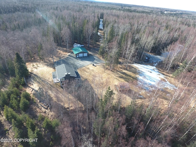 bird's eye view with a forest view