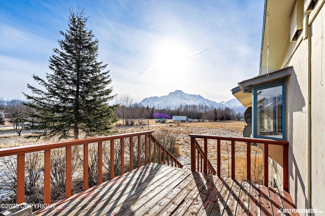 deck featuring a mountain view