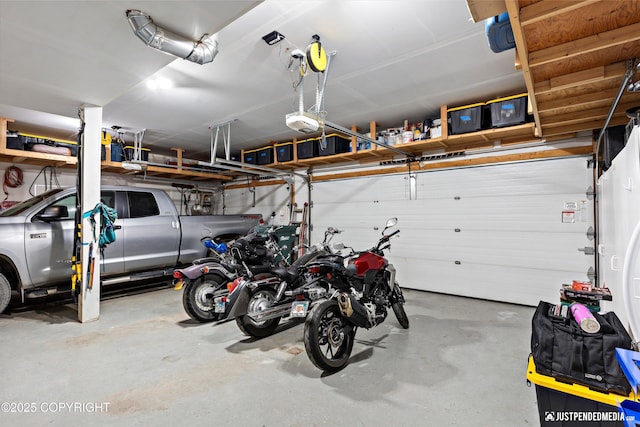 garage with a garage door opener