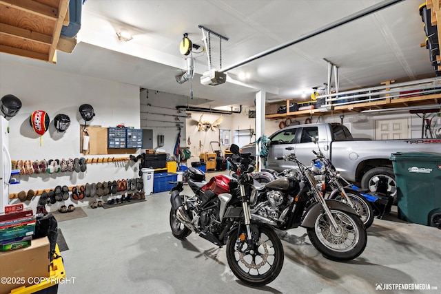 garage with a garage door opener