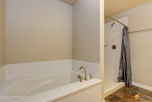 1091 Northpointe Bluff Dr, Anchorage, AK 99501 - bathroom featuring a stall shower and a bath