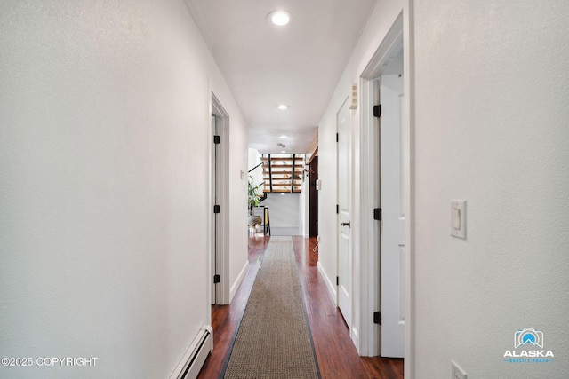 19136 S Birchwood Loop Rd, Chugiak, AK 99567 - hallway with dark wood-style floors, recessed lighting, and baseboards