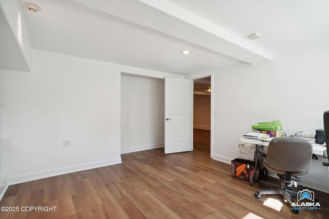 19136 S Birchwood Loop Rd, Chugiak, AK 99567 - office space with wood finished floors, baseboards, and recessed lighting