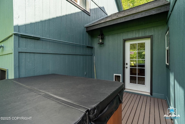 19136 S Birchwood Loop Rd, Chugiak, AK 99567 - wooden terrace featuring a hot tub