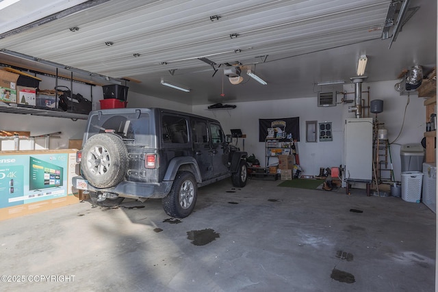 garage with a garage door opener