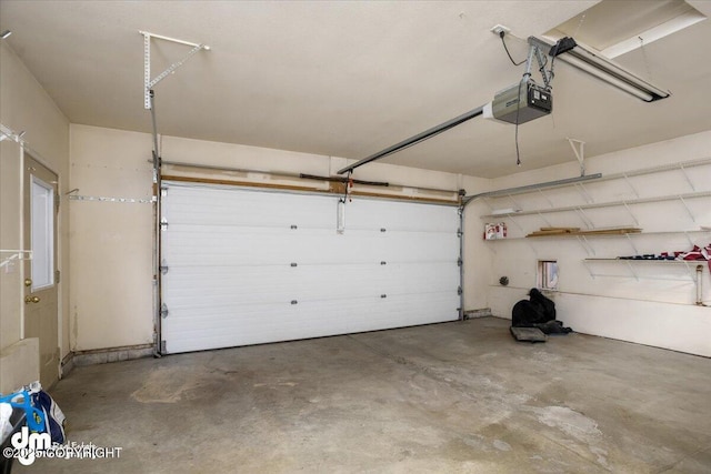 garage with a garage door opener