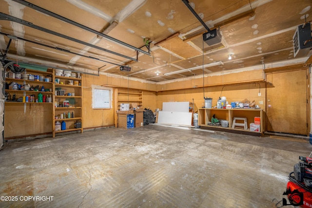 garage with a garage door opener