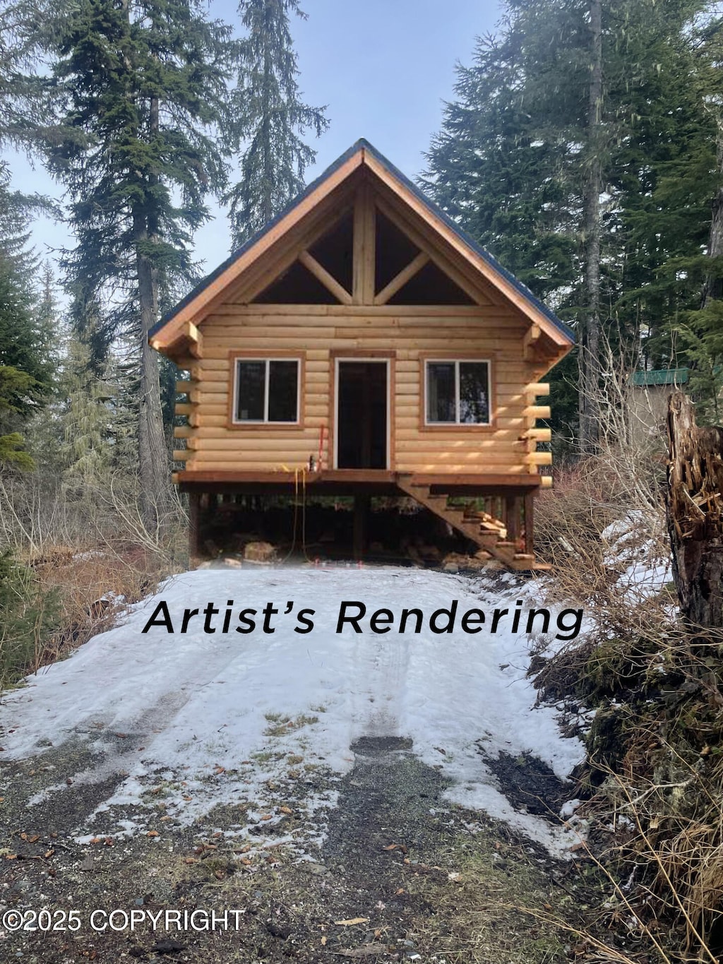 cabin featuring log exterior