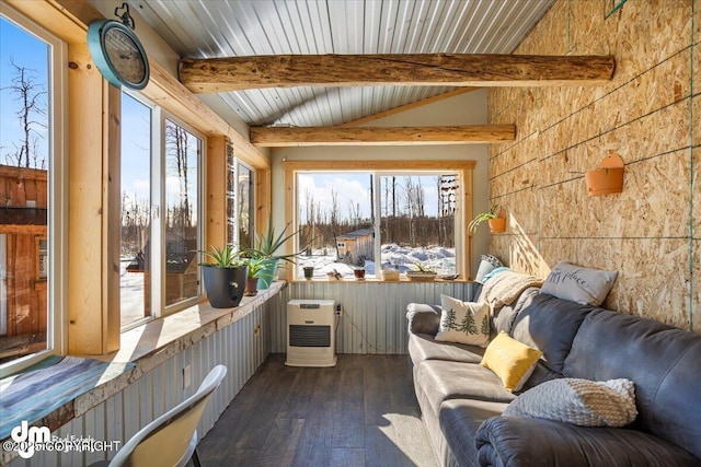 sunroom / solarium with beamed ceiling