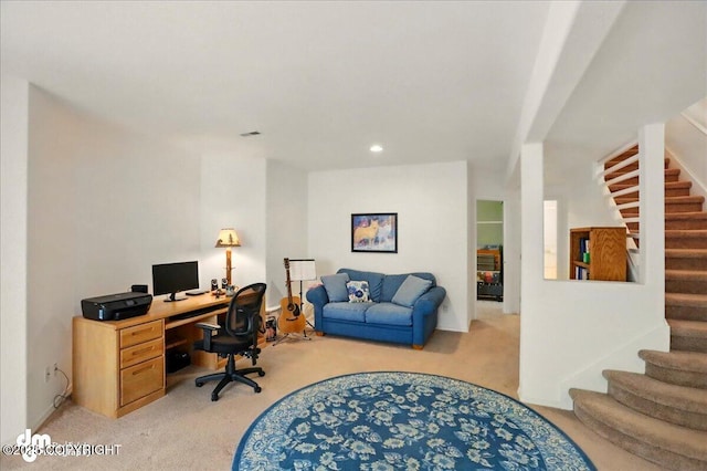19016 Mountain Point Cir, Eagle River, AK 99577 - home office with light carpet and recessed lighting