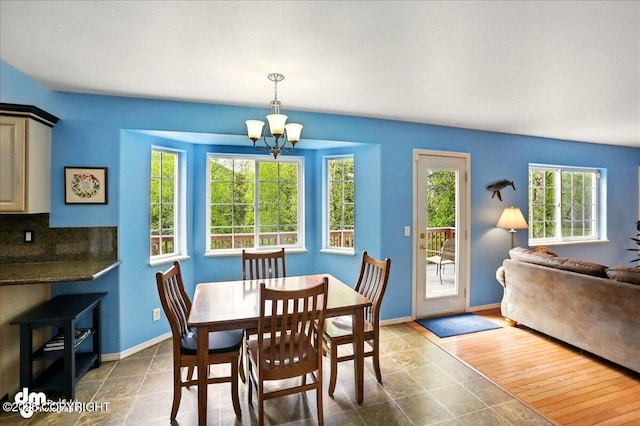 19016 Mountain Point Cir, Eagle River, AK 99577 - dining room featuring a chandelier, healthy amount of natural light, and baseboards