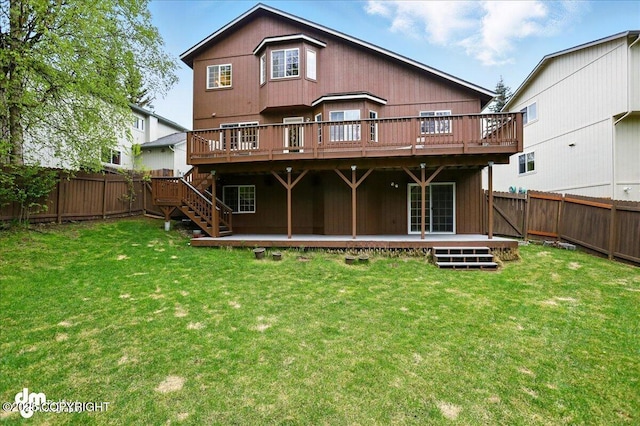 19016 Mountain Point Cir, Eagle River, AK 99577 - rear view of property with a wooden deck and stairs