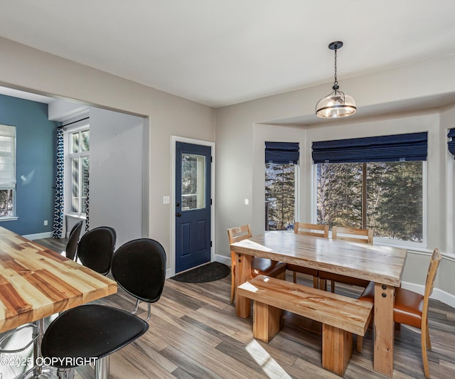 25656 Bendilent Cir, Eagle River, AK 99577 - dining room featuring baseboards, plenty of natural light, and light wood-style floors