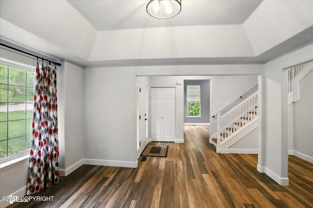 25656 Bendilent Cir, Eagle River, AK 99577 - foyer featuring stairs, wood finished floors, and baseboards