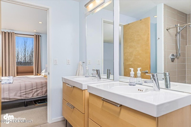 1382 Northbluff Dr # 4B, Anchorage, AK 99501 - ensuite bathroom with ensuite bath, recessed lighting, vanity, and a tile shower