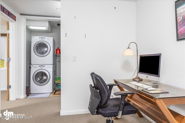 1382 Northbluff Dr # 4B, Anchorage, AK 99501 - carpeted office space with baseboards and stacked washer / dryer
