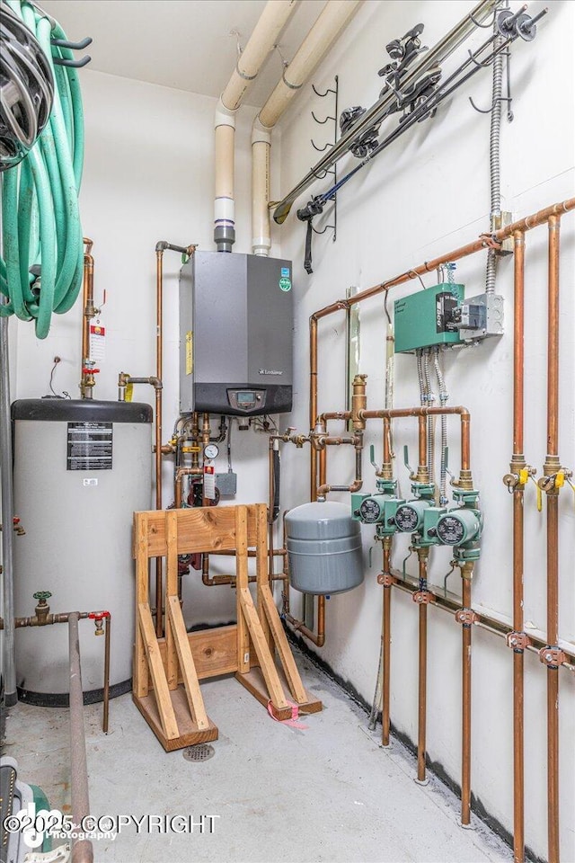 1382 Northbluff Dr # 4B, Anchorage, AK 99501 - utility room with tankless water heater and gas water heater