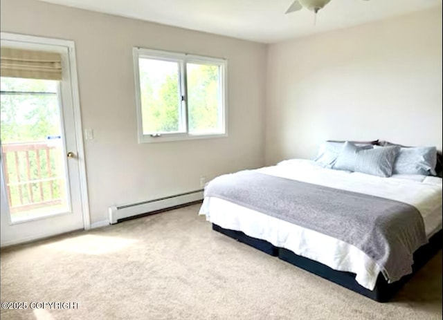 19440 Timberline Dr, Eagle River, AK 99577 - carpeted bedroom with a baseboard heating unit and access to outside
