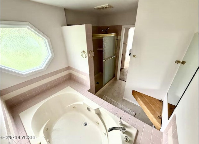 19440 Timberline Dr, Eagle River, AK 99577 - bathroom featuring a whirlpool tub and a stall shower