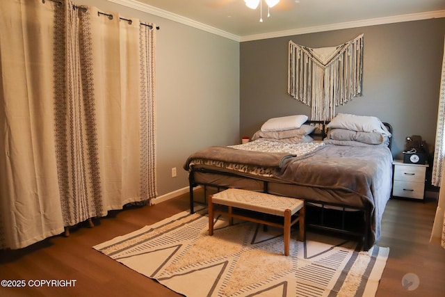 1468 Davison Rd, North Pole, AK 99705 - bedroom featuring baseboards, ornamental molding, and wood finished floors
