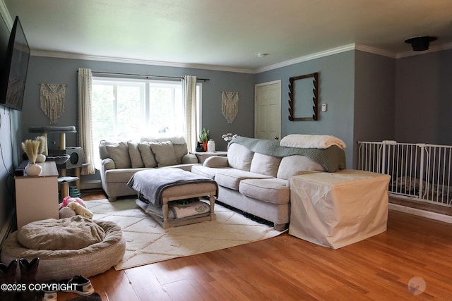 1468 Davison Rd, North Pole, AK 99705 - living area featuring wood finished floors and ornamental molding
