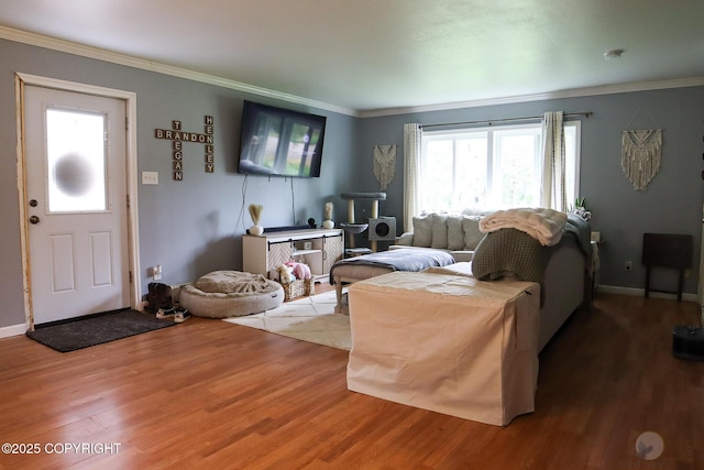 1468 Davison Rd, North Pole, AK 99705 - living area featuring wood finished floors and crown molding