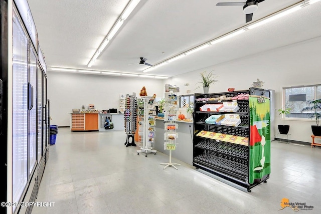 garage with ceiling fan