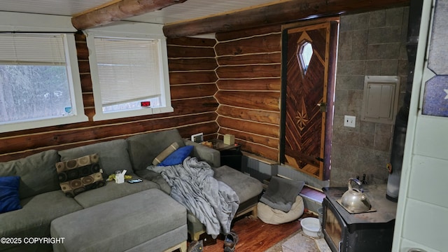52899 Kingery Rd, Nikiski/North Kenai, AK 99611 - interior space with rustic walls and wood finished floors