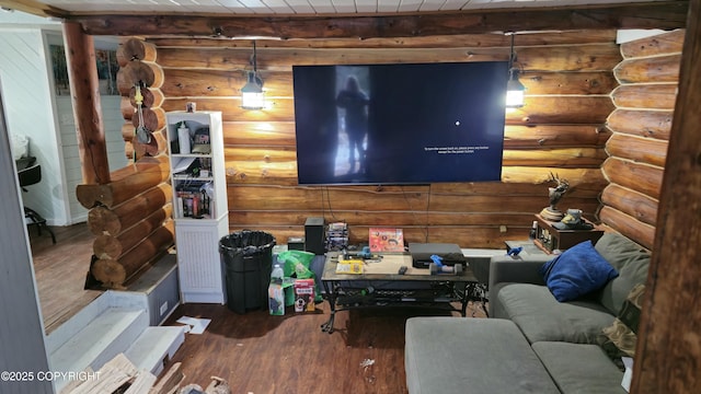 52899 Kingery Rd, Nikiski/North Kenai, AK 99611 - living area with log walls and wood-type flooring