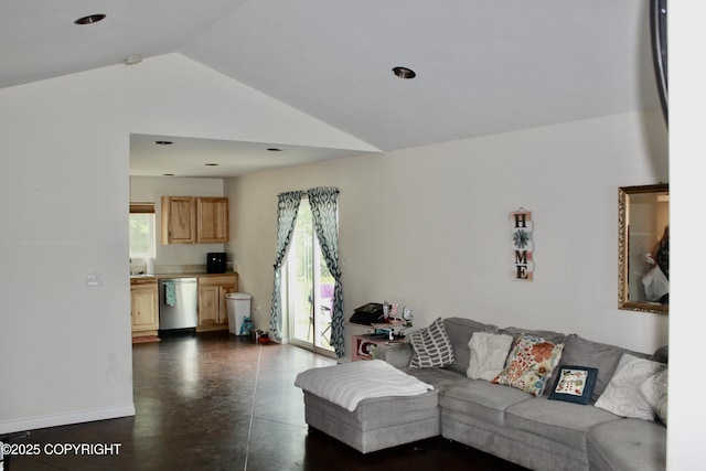 435 N Chugach St, Palmer, AK 99645 - living room with vaulted ceiling and finished concrete floors